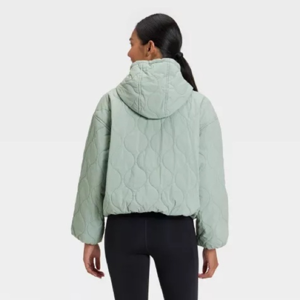 Target Women's Quilted Hooded Jacket - All In Motion™ Sage Green M - Picture 2 of 7